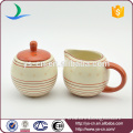 2 sets factory red and yellow ceramic canister wholesale with milk pot and sugar bowl